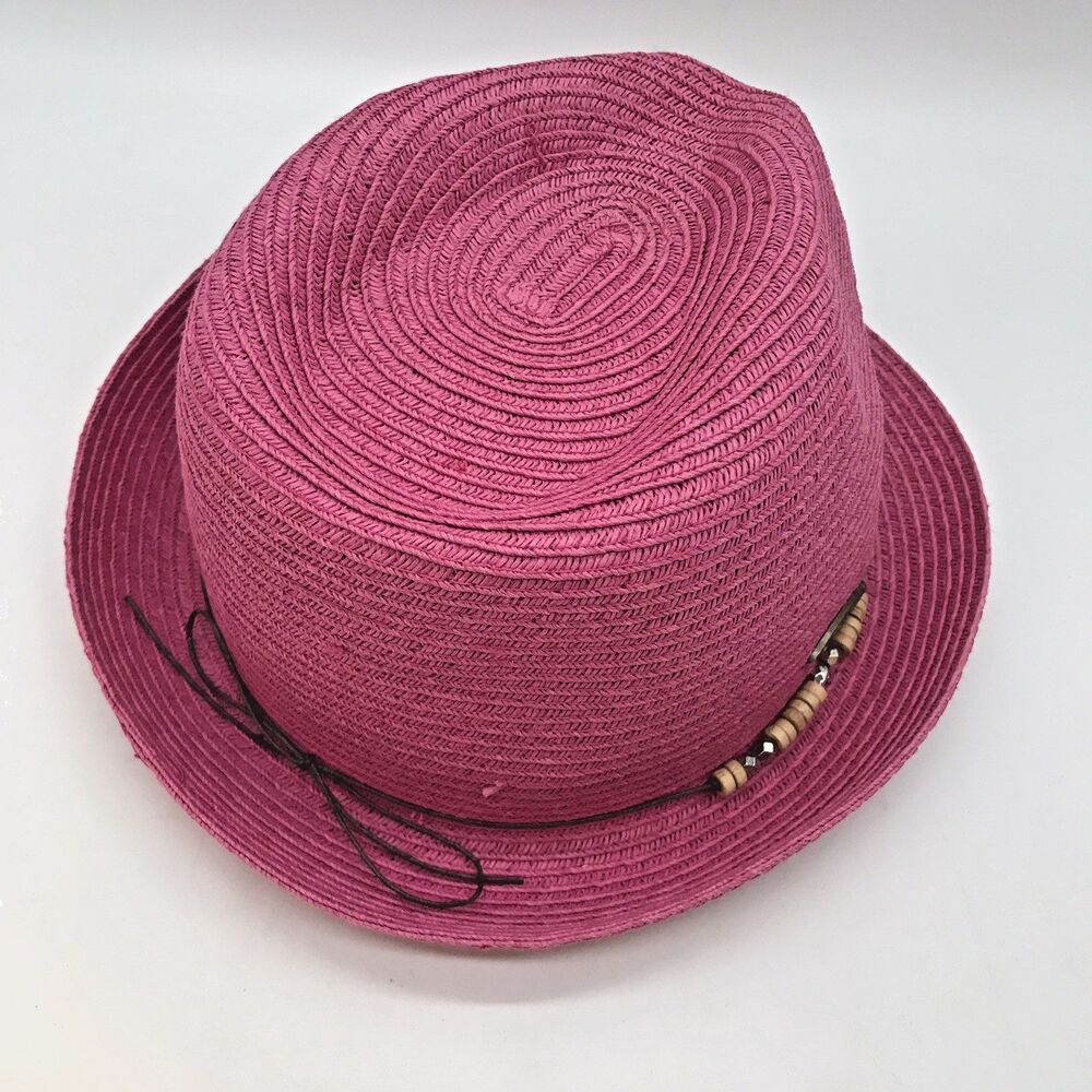 Panama Jack Short Brim Straw Fedora Women's OSFM Band Trilby Cuban Summer Beach - Picture 8 of 10
